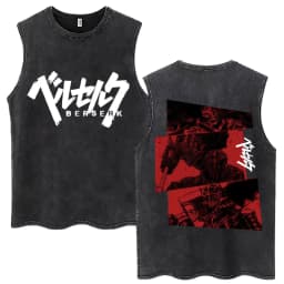 Washed Anime Berserk Guts Tank Tops Swordsman Gatsu Sacrifice Zodd Harajuku Vests Men Women Loose Cotton Y2k Sleeveless T Shirt