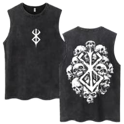 Washed Anime Berserk Guts Tank Tops Swordsman Gatsu Sacrifice Zodd Harajuku Vests Men Women Loose Cotton Y2k Sleeveless T Shirt