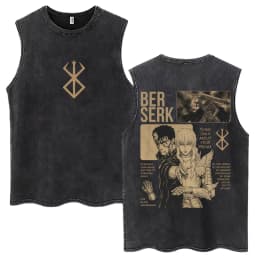 Washed Anime Berserk Guts Tank Tops Swordsman Gatsu Sacrifice Zodd Harajuku Vests Men Women Loose Cotton Y2k Sleeveless T Shirt