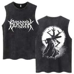 Washed Anime Berserk Guts Tank Tops Swordsman Gatsu Sacrifice Zodd Harajuku Vests Men Women Loose Cotton Y2k Sleeveless T Shirt