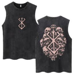 Washed Anime Berserk Guts Tank Tops Swordsman Gatsu Sacrifice Zodd Harajuku Vests Men Women Loose Cotton Y2k Sleeveless T Shirt