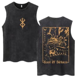 Washed Anime Berserk Guts Tank Tops Swordsman Gatsu Sacrifice Zodd Harajuku Vests Men Women Loose Cotton Y2k Sleeveless T Shirt