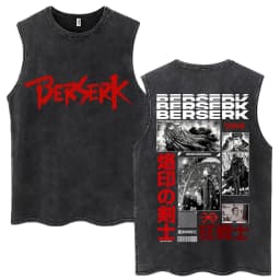 Washed Anime Berserk Guts Tank Tops Swordsman Gatsu Sacrifice Zodd Harajuku Vests Men Women Loose Cotton Y2k Sleeveless T Shirt