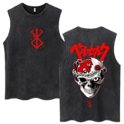 Washed Anime Berserk Guts Tank Tops Swordsman Gatsu Sacrifice Zodd Harajuku Vests Men Women Loose Cotton Y2k Sleeveless T Shirt