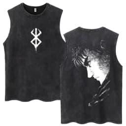 Washed Anime Berserk Guts Tank Tops Swordsman Gatsu Sacrifice Zodd Harajuku Vests Men Women Loose Cotton Y2k Sleeveless T Shirt