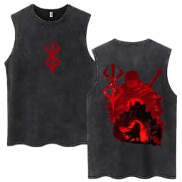 Washed Anime Berserk Guts Tank Tops Swordsman Gatsu Sacrifice Zodd Harajuku Vests Men Women Loose Cotton Y2k Sleeveless T Shirt