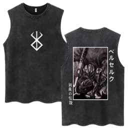 Washed Anime Berserk Guts Tank Tops Swordsman Gatsu Sacrifice Zodd Harajuku Vests Men Women Loose Cotton Y2k Sleeveless T Shirt