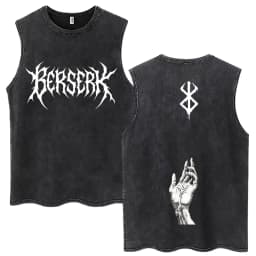 Washed Anime Berserk Guts Tank Tops Swordsman Gatsu Sacrifice Zodd Harajuku Vests Men Women Loose Cotton Y2k Sleeveless T Shirt