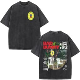 Rapper Bad Bunny Washed Vintage T-shirt Debi Tirar Mas Fotos DTMF World Tour T Shirts Men's Fashion Hip Hop T-shirts Streetwear