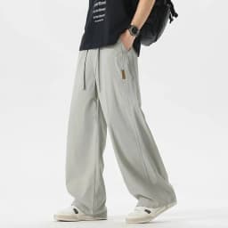 High Quality Summer Thin Men's Straight Tube Loose Ice Silk Wide Leg Casual Pants Breathable Jogging Fitness Baggy Casual Pants