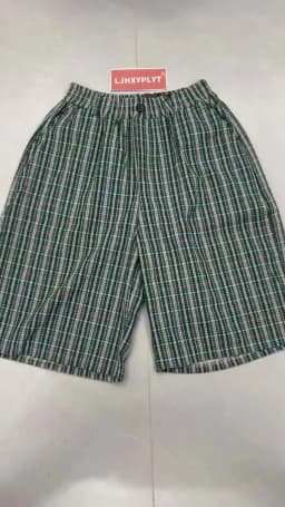 Men's Retro Plaid Thin Cropped Pants Summer Cool Boys Shorts Wide Leg Casual Bottom Male High Waist Half Trousers