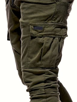 Men's drawstring loose multi pocket work pants, spring and autumn outdoor, men's work pants
