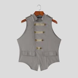 INCERUN Men's Tank Tops Patchwork Stand Collar Sleeveless Male Vests Summer Streetwear Double Breasted Fashion Tops For Man 2026