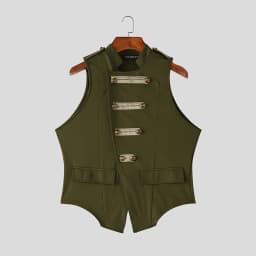 INCERUN Men's Tank Tops Patchwork Stand Collar Sleeveless Male Vests Summer Streetwear Double Breasted Fashion Tops For Man 2026