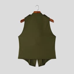 INCERUN Men's Tank Tops Patchwork Stand Collar Sleeveless Male Vests Summer Streetwear Double Breasted Fashion Tops For Man 2026