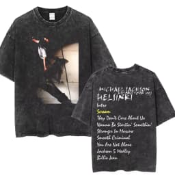 Washed Vintage Michael Jackson Thriller Graphic T-shirt Men Women Fashion Retro Gothic Rock Tshirt Men's Punk Oversized T Shirts