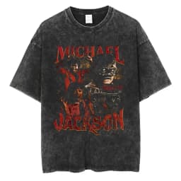 Washed Vintage Michael Jackson Thriller Graphic T-shirt Men Women Fashion Retro Gothic Rock Tshirt Men's Punk Oversized T Shirts