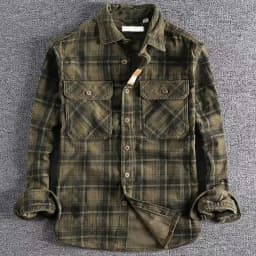 Spring Autumn Men's Plaid Long Sleeve Shirt Japanese Vintage Fashion Comfortable Corduroy Artistic Trendy Classic Shirts Tops