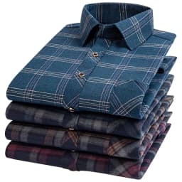M-6XL Men's Pure Cotton Flannel Shirts Long Sleeve Single Pocket Casual Plaid Thick Soft Cozy Brushed Shirts Blouse Men Clothing