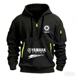 2026 New Yamaha Logo Racing Motorcycle Racing Outdoor Sports Men's Half Zipper Pocket Women's Large Hoodie
