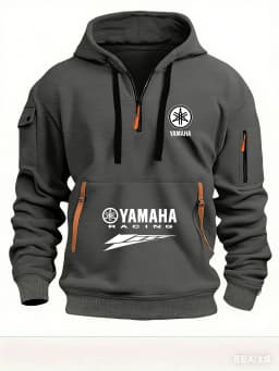 2026 New Yamaha Logo Racing Motorcycle Racing Outdoor Sports Men's Half Zipper Pocket Women's Large Hoodie