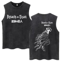 Anime Attack on Titan Eren Jaeger Graphic Vintage Washed Tank Tops Men Manga Oversized Sleeveless T Shirt Men's Fashion T-shirts