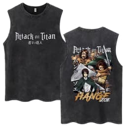 Anime Attack on Titan Eren Jaeger Graphic Vintage Washed Tank Tops Men Manga Oversized Sleeveless T Shirt Men's Fashion T-shirts