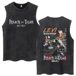 Anime Attack on Titan Eren Jaeger Graphic Vintage Washed Tank Tops Men Manga Oversized Sleeveless T Shirt Men's Fashion T-shirts
