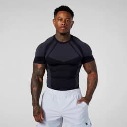 Men Seamless Compression T-shirt Quick Dry Breathable Gym Workout Tee Elastic Slim Fit Fitness Running Short Sleeve Sport Top fo
