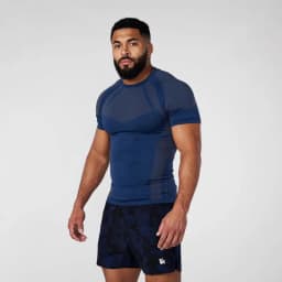 Men Seamless Compression T-shirt Quick Dry Breathable Gym Workout Tee Elastic Slim Fit Fitness Running Short Sleeve Sport Top fo