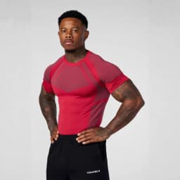 Men Seamless Compression T-shirt Quick Dry Breathable Gym Workout Tee Elastic Slim Fit Fitness Running Short Sleeve Sport Top fo