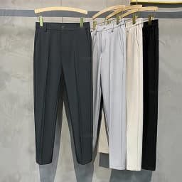 Spring Summer Men's Casual Pants Suit Pant Slim Fit Work Elastic Waist Jogging Business Trousers Male Black Plus Size 40 42