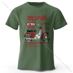 Japanese Retro Motorcycle Print 100% Cotton T-Shirt, Soft & Breathable Round Neck Short Sleeve Tee, Unisex Vintage Style