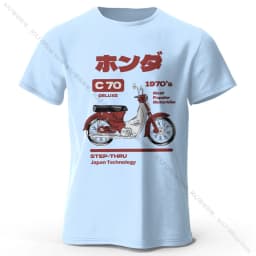 Japanese Retro Motorcycle Print 100% Cotton T-Shirt, Soft & Breathable Round Neck Short Sleeve Tee, Unisex Vintage Style
