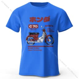 Japanese Retro Motorcycle Print 100% Cotton T-Shirt, Soft & Breathable Round Neck Short Sleeve Tee, Unisex Vintage Style