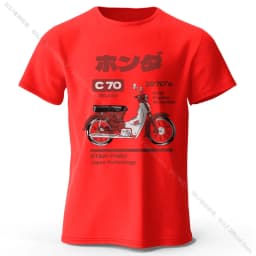 Japanese Retro Motorcycle Print 100% Cotton T-Shirt, Soft & Breathable Round Neck Short Sleeve Tee, Unisex Vintage Style