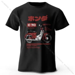 Japanese Retro Motorcycle Print 100% Cotton T-Shirt, Soft & Breathable Round Neck Short Sleeve Tee, Unisex Vintage Style