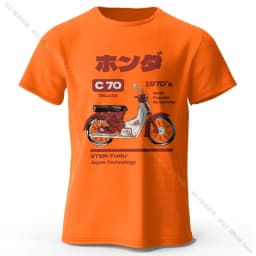 Japanese Retro Motorcycle Print 100% Cotton T-Shirt, Soft & Breathable Round Neck Short Sleeve Tee, Unisex Vintage Style