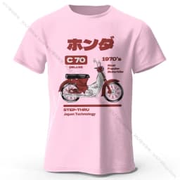 Japanese Retro Motorcycle Print 100% Cotton T-Shirt, Soft & Breathable Round Neck Short Sleeve Tee, Unisex Vintage Style