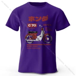 Japanese Retro Motorcycle Print 100% Cotton T-Shirt, Soft & Breathable Round Neck Short Sleeve Tee, Unisex Vintage Style