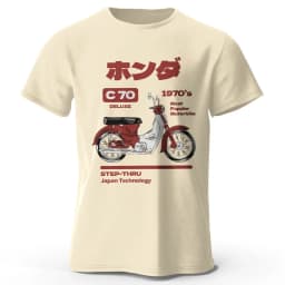 Japanese Retro Motorcycle Print 100% Cotton T-Shirt, Soft & Breathable Round Neck Short Sleeve Tee, Unisex Vintage Style
