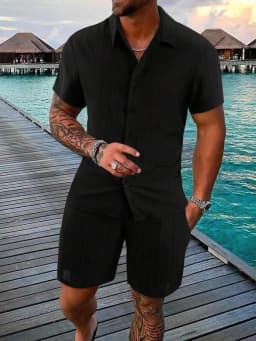Summer Simple Men's Polo Casual Comfortable Loose Thin Without Hooded Short Sleeve Shorts Fashion Urban Leisure Sports Suit