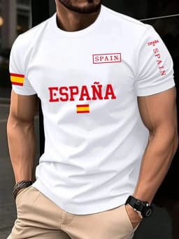 Spain 2026 Football Jersey for Men Classic God Spain Casual Short Sleeve Tops Casual O-Neck Sports Style T-Shirt Man Clothing