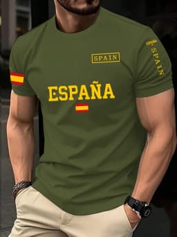 Spain 2026 Football Jersey for Men Classic God Spain Casual Short Sleeve Tops Casual O-Neck Sports Style T-Shirt Man Clothing