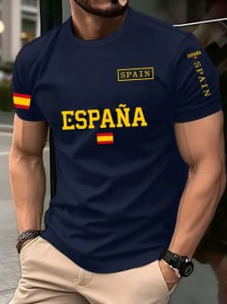 Spain 2026 Football Jersey for Men Classic God Spain Casual Short Sleeve Tops Casual O-Neck Sports Style T-Shirt Man Clothing