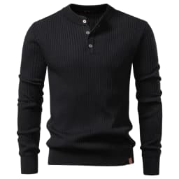 AIOPESON Button Placket Polo Shirt Men Ribbed Stripe Long Sleeve Contemporary Fit Minimalist Autumn Winter Premium Business Top