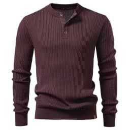 AIOPESON Button Placket Polo Shirt Men Ribbed Stripe Long Sleeve Contemporary Fit Minimalist Autumn Winter Premium Business Top