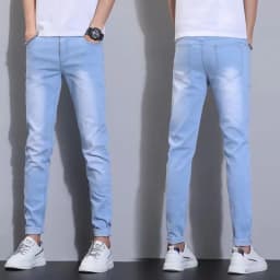 Fashion Mens Slim Fit Denim Pencil Pants High Quality Black White Skinny Stretch Jeans Mens High Street Jeans Four Season