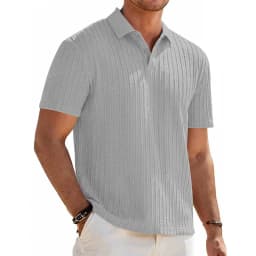 European and American Summer Men's Casual Loose Knit Jacquard In-Stock Buttoned Short-Sleeve Polo Shirt for Men