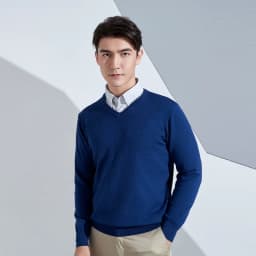 Cashmere Cotton Blend Classic V-neck Knitted Sweater Men Pullover 2024 Autumn Winter Soft Warm Business Casual Jumper Pull Homme
